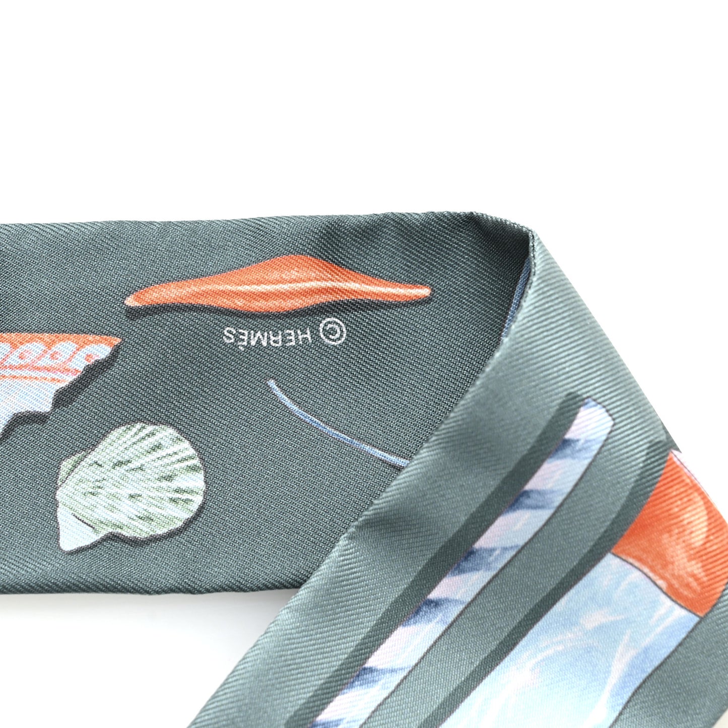 Silk In The Pocket Twilly Vert De Gris Bleu