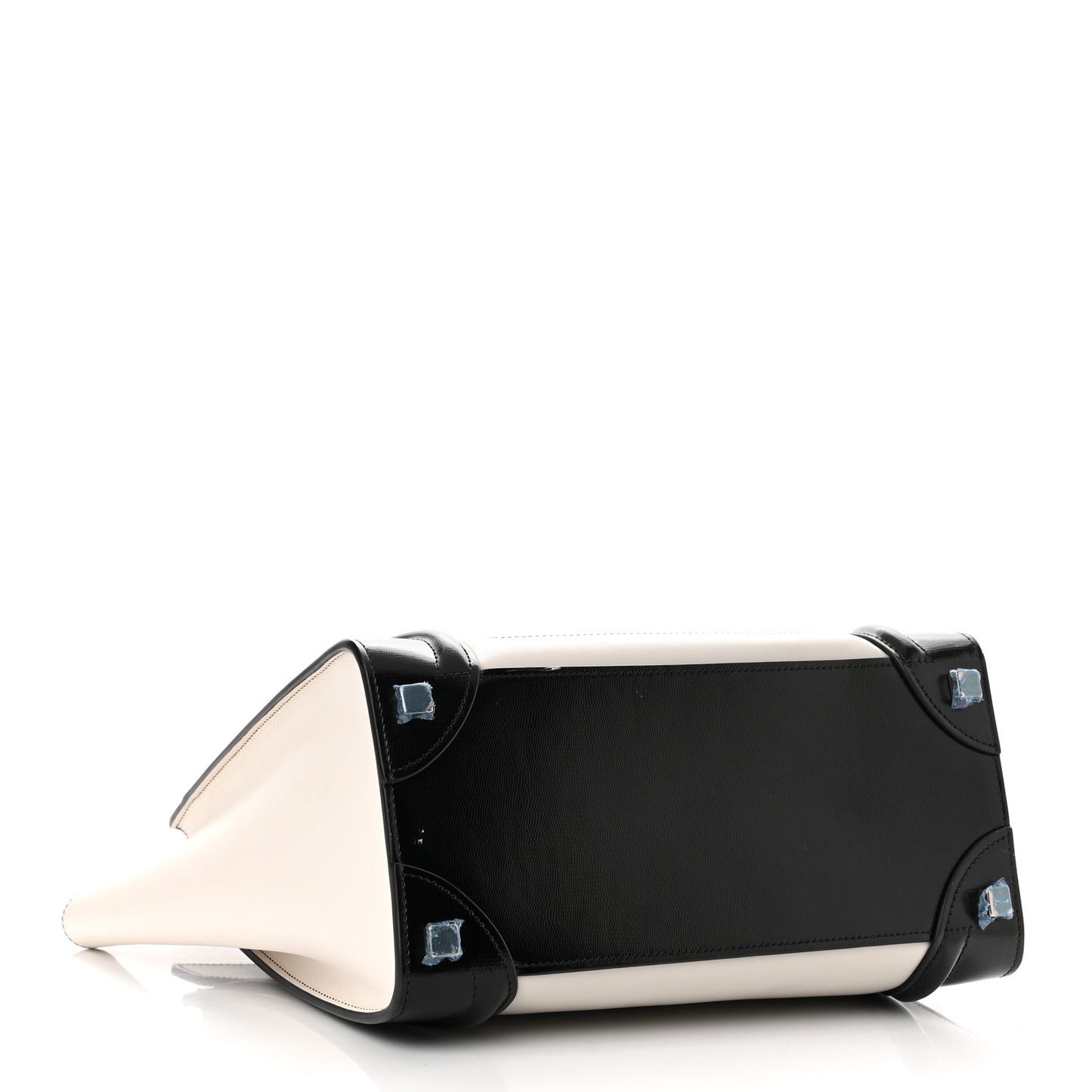 Smooth Calfskin Lizard Embossed Micro Luggage White Black