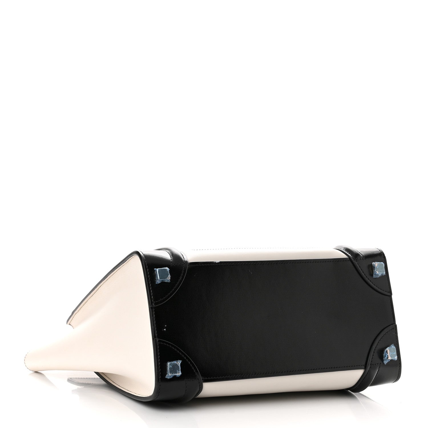 Celine Smooth Calfskin Lizard Embossed Micro Luggage White Black 4 of 17