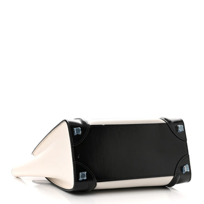 Celine Smooth Calfskin Lizard Embossed Micro Luggage White Black 4 of 17