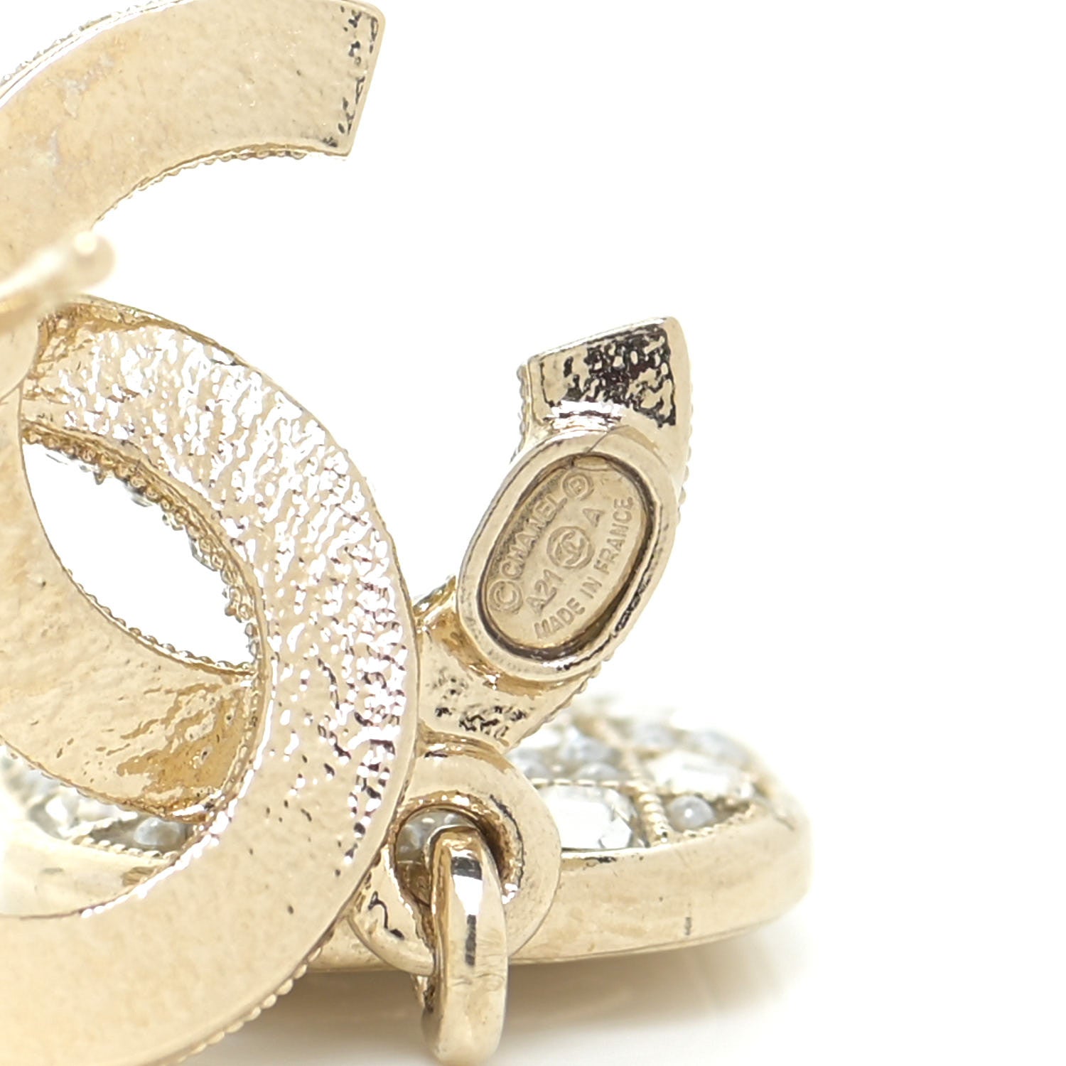 Chanel Pearl Baguette Crystal CC Drop Earrings Gold 4 of 5