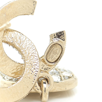 Chanel Pearl Baguette Crystal CC Drop Earrings Gold 4 of 5