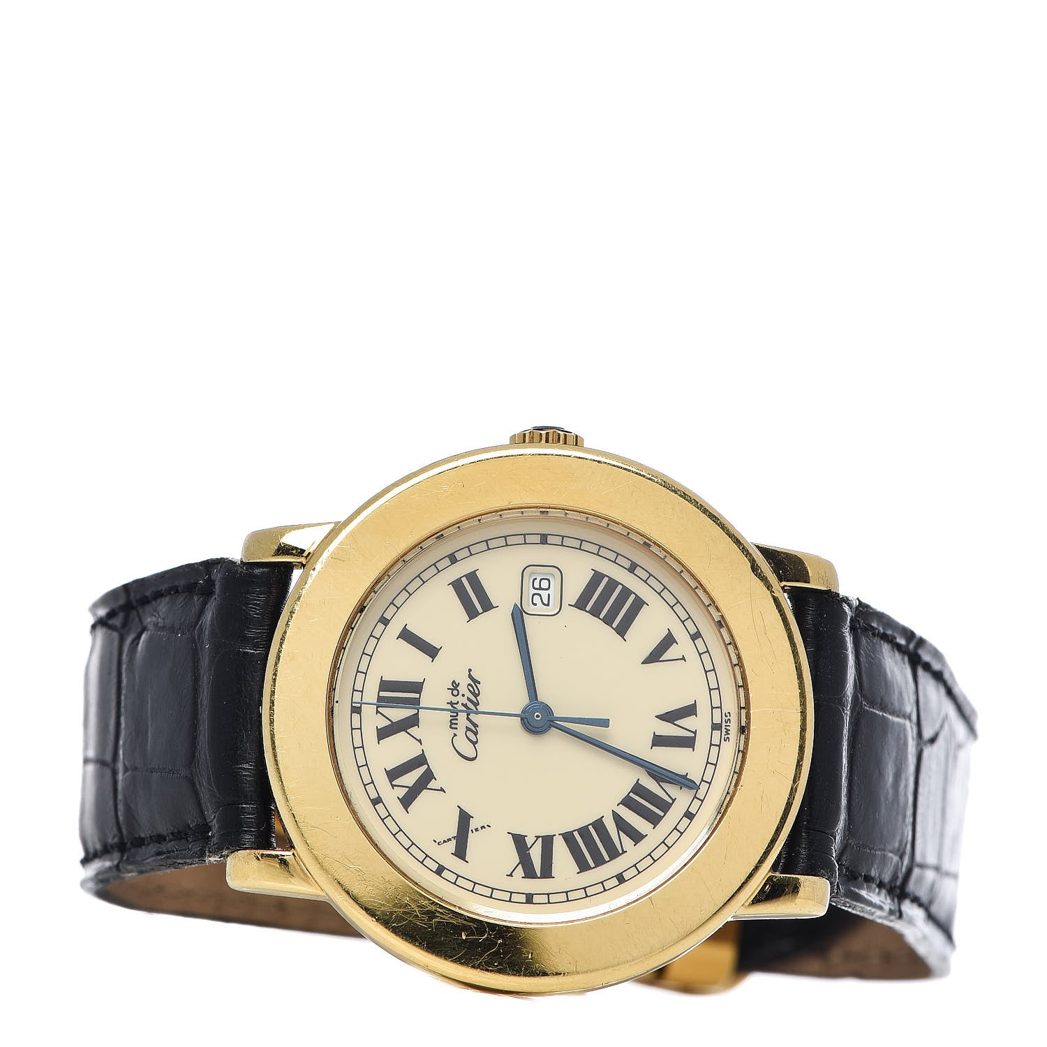 Cartier Sterling Silver Vermeil Calfskin 33mm Must De Cartier Quartz Watch 3 of 11