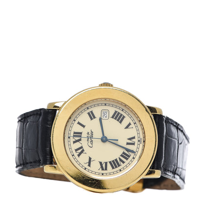 Cartier Sterling Silver Vermeil Calfskin 33mm Must De Cartier Quartz Watch 3 of 11
