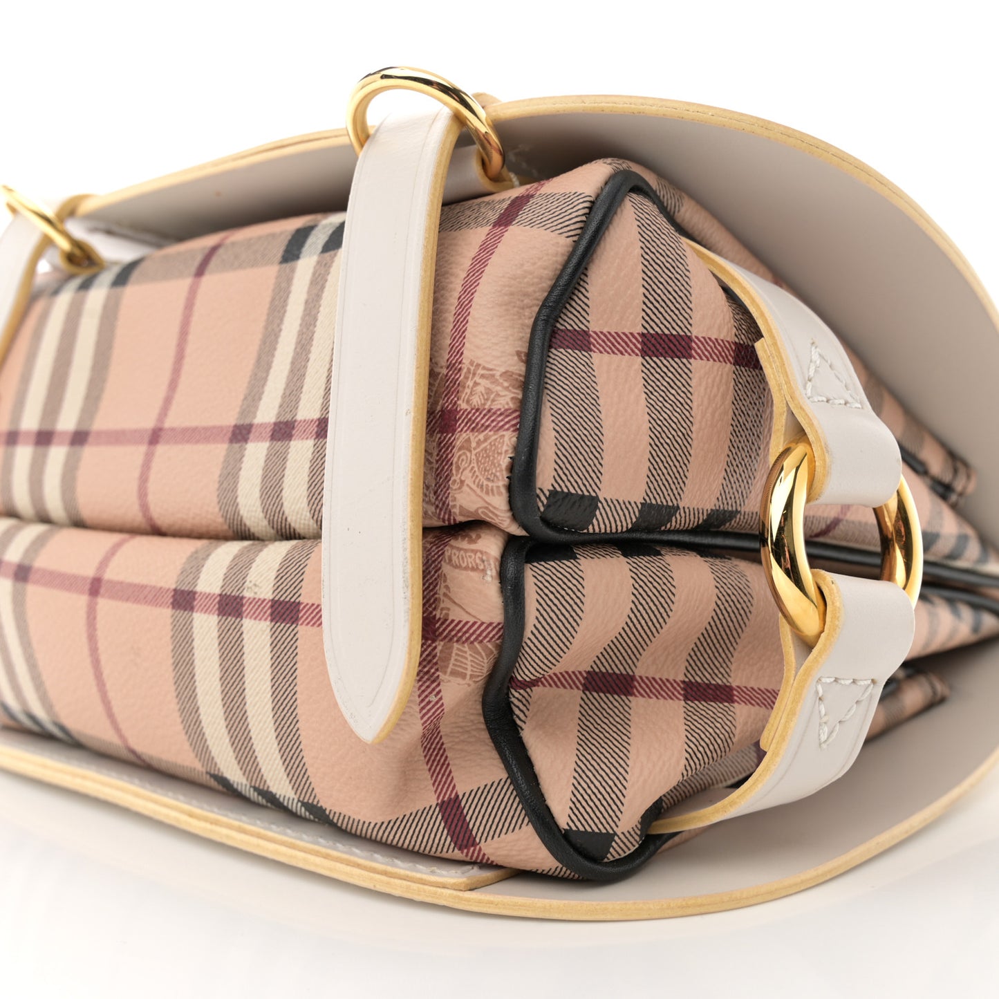 Calfskin Haymarket Check Large Bridle Saddle Bag Natural