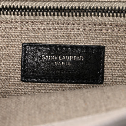 Saint Laurent Linen Calfskin Rive Gauche Tote Optic White 6 of 11