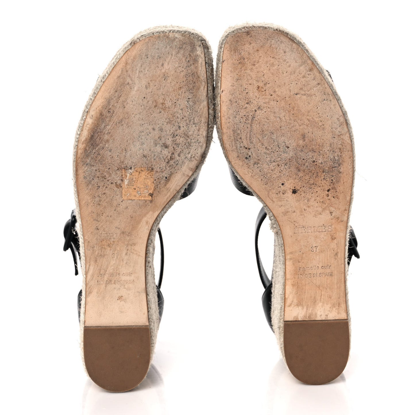Goatskin Elda Espadrille Wedge Sandals 37 Black