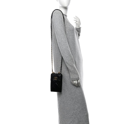 Chanel Lambskin Quilted Chanel 19 Phone Holder With Chain Black 2 of 10