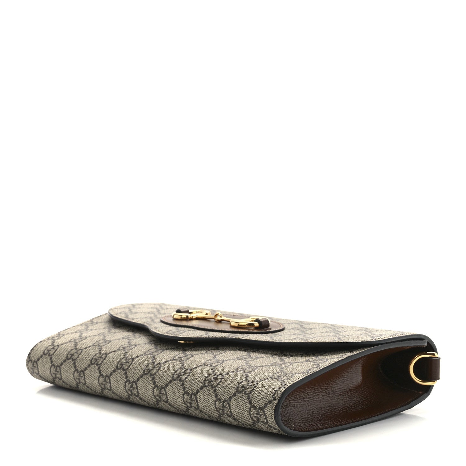 Gucci GG Supreme Monogram Azalea Calfskin Web Small Horsebit 1955 Crossbody Bag Beige Ebony Brown Sugar 9 of 12