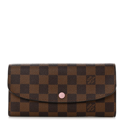 Louis Vuitton Damier Ebene Emilie Wallet Rose Ballerine 1 of 9