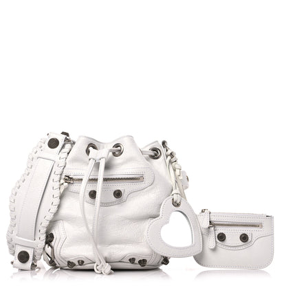 Balenciaga Agneau Arena Le Cagole Bucket Bag XS Optic White 1 of 11