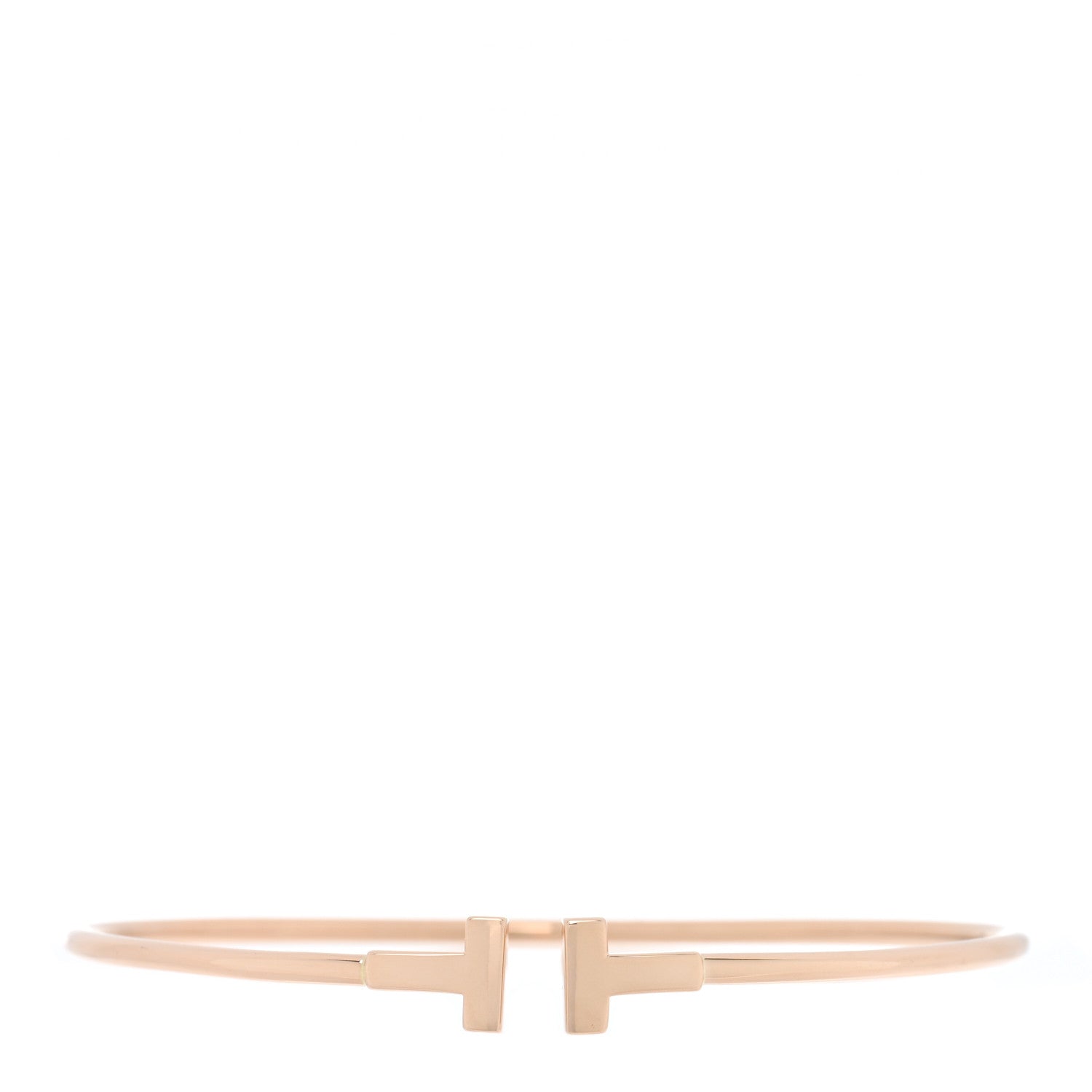 Tiffany 18K Rose Gold Narrow T Wire Bracelet 1 of 3