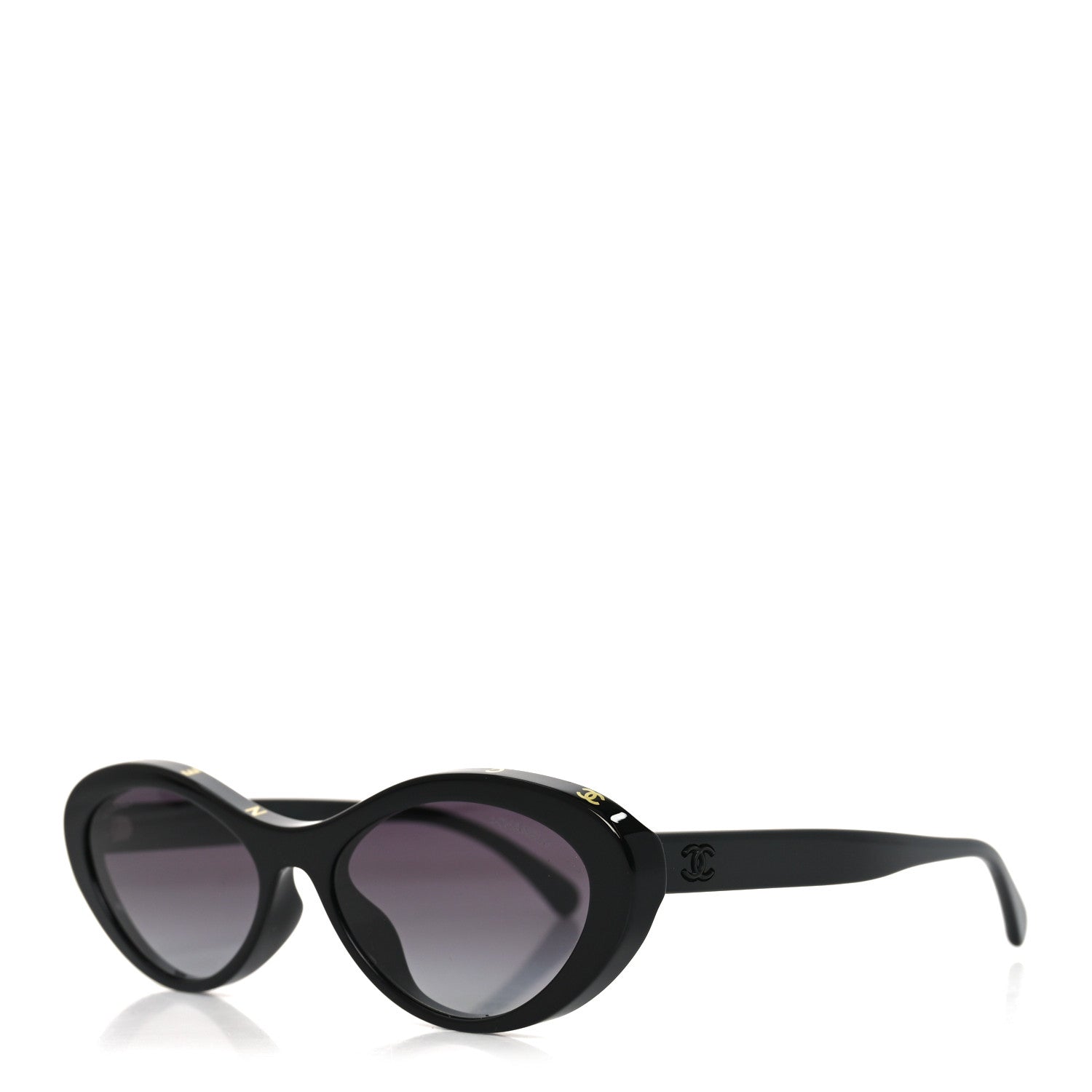 Chanel Acetate Oval Sunglasses 5416 Black Yellow 1 of 7
