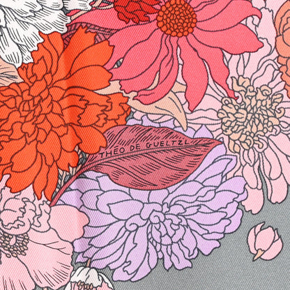 Hermes Silk Robe Legere Scarf 90 Gris Corail Rose Pourpre 4 of 6