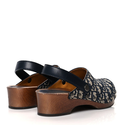 Christian Dior Canvas Oblique Diorquake 20mm Slingback Clogs 38 Deep Blue 4 of 9