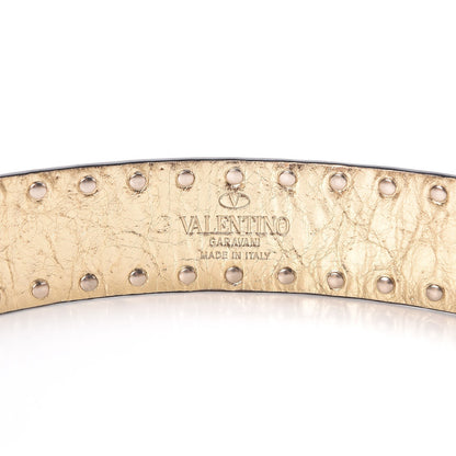 Valentino Garavani Metallic Wrinkled Lambskin Rockstud Spike Shoulder Strap Mekong 3 of 4