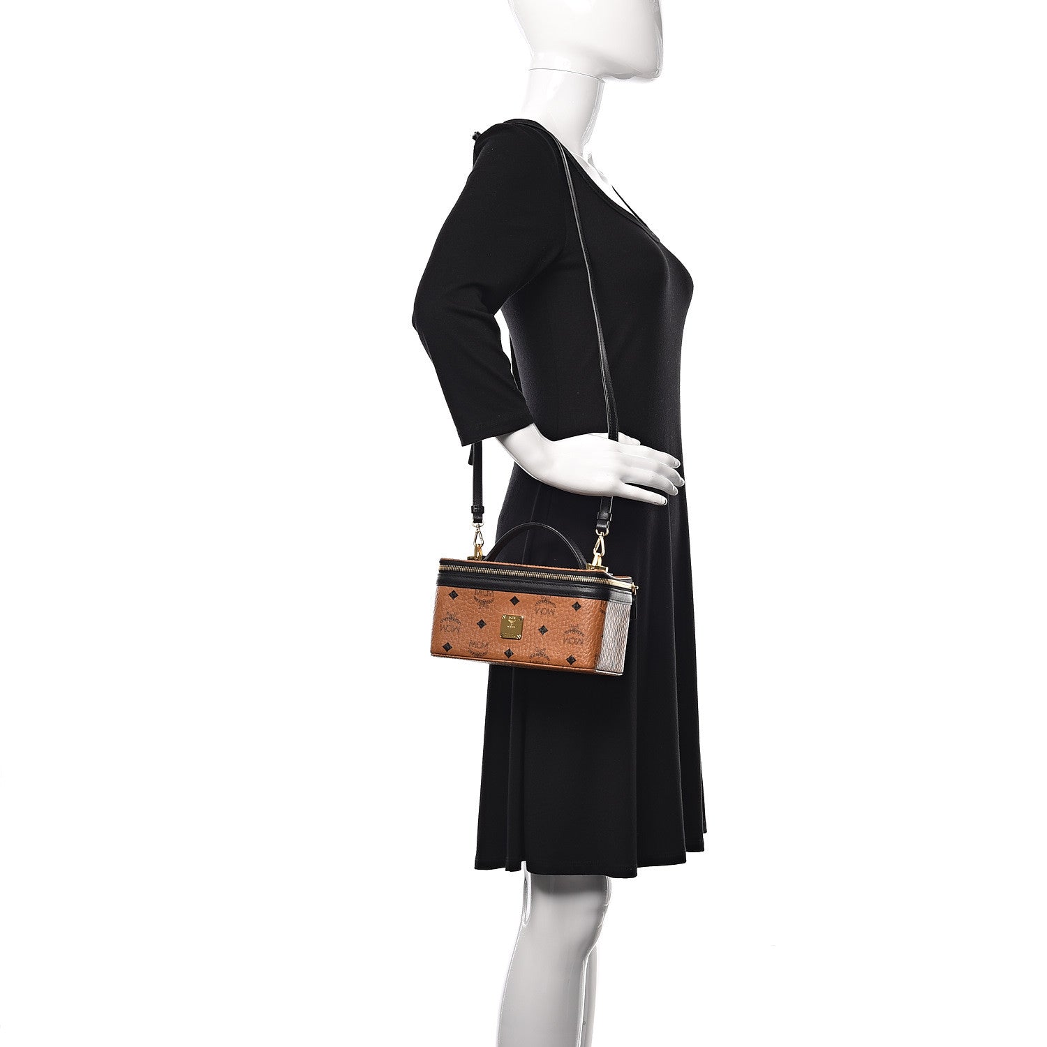 MCM Visetos Vanity Case Cognac Black 2 of 9