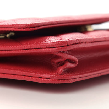 Chanel Caviar Quilted Wallet On Chain WOC Red 10 of 12