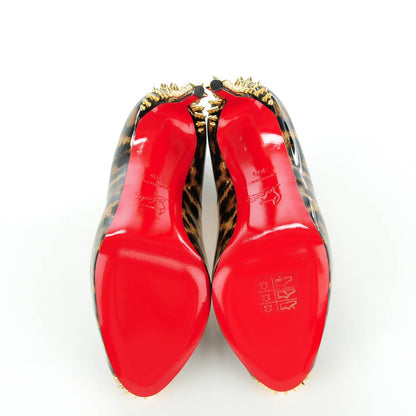 Christian Louboutin Patent Leopard New Very Prive Spikes 120 Pumps 36.5 Brown 5 of 8