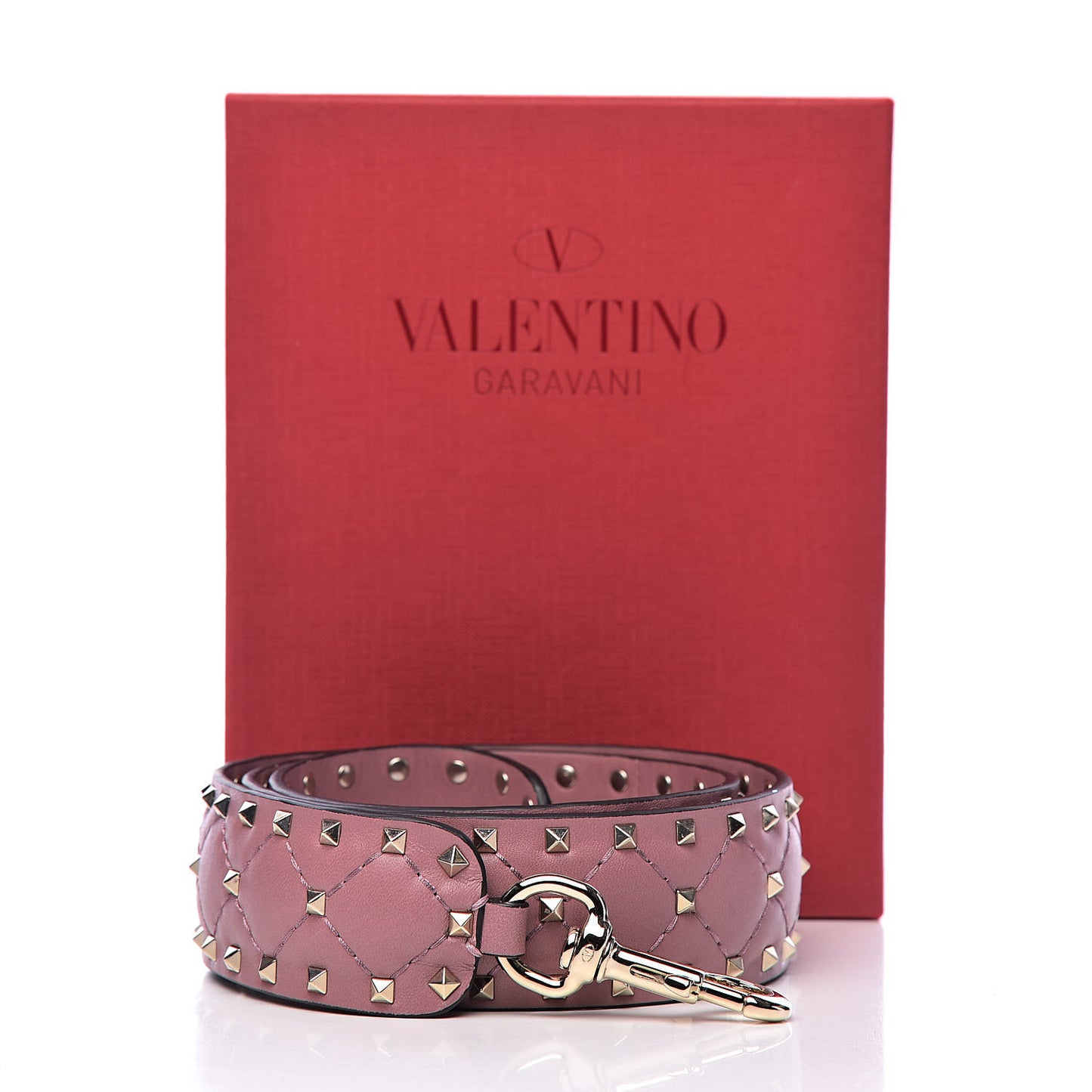 Lambskin Rockstud Spike Shoulder Strap Antique Rose