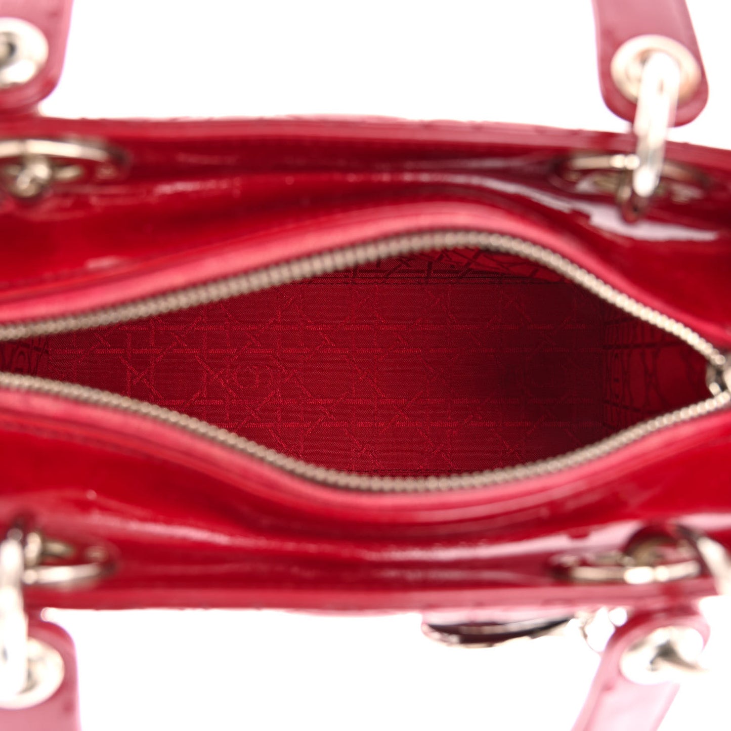 Patent Cannage Medium Lady Dior Red