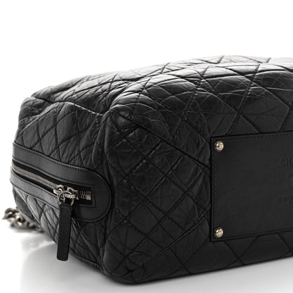 Chanel Aged Calfskin Quilted Large Secret Tag Bowling Bag Black 9 of 12