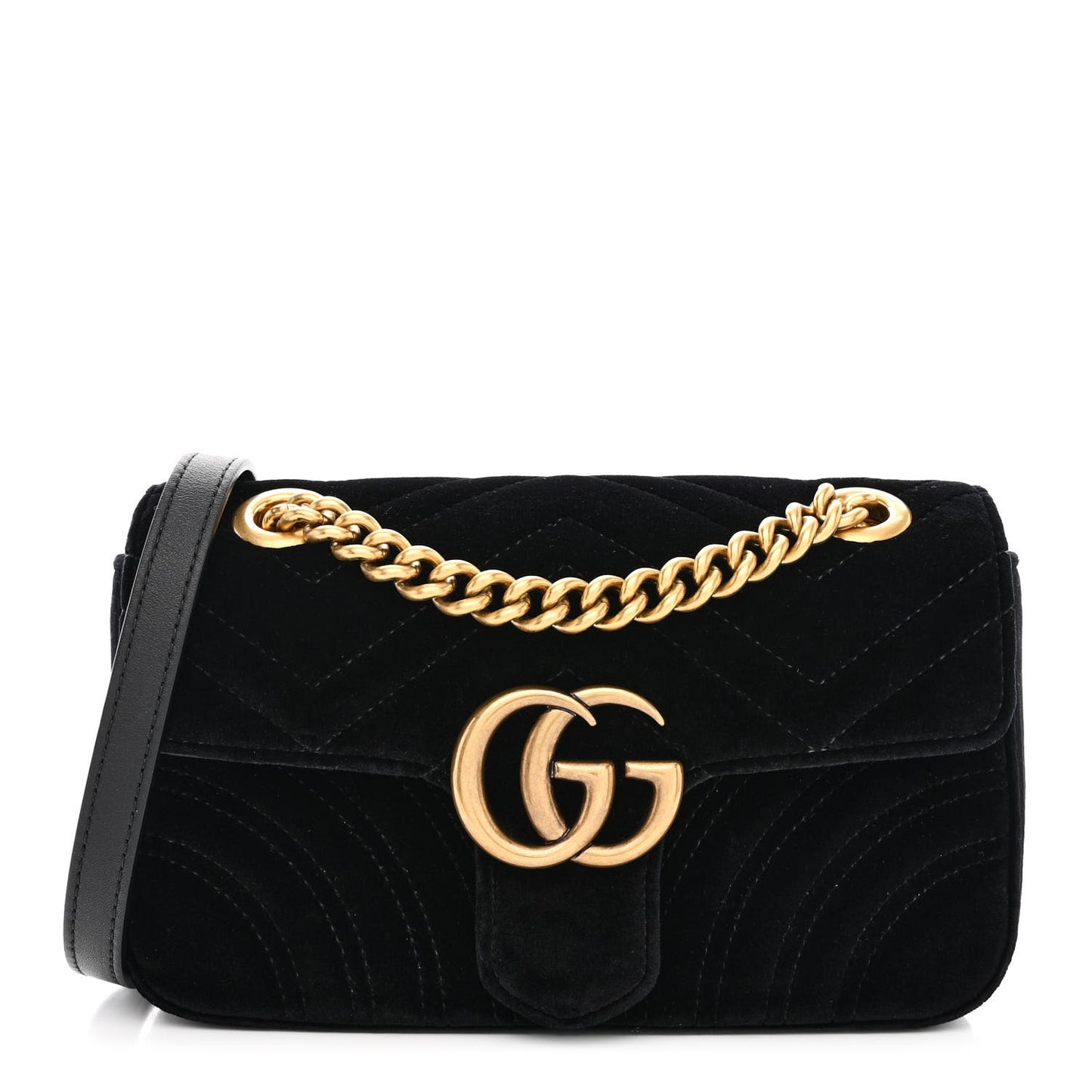 Velvet Matelasse Mini GG Marmont Shoulder Bag Black