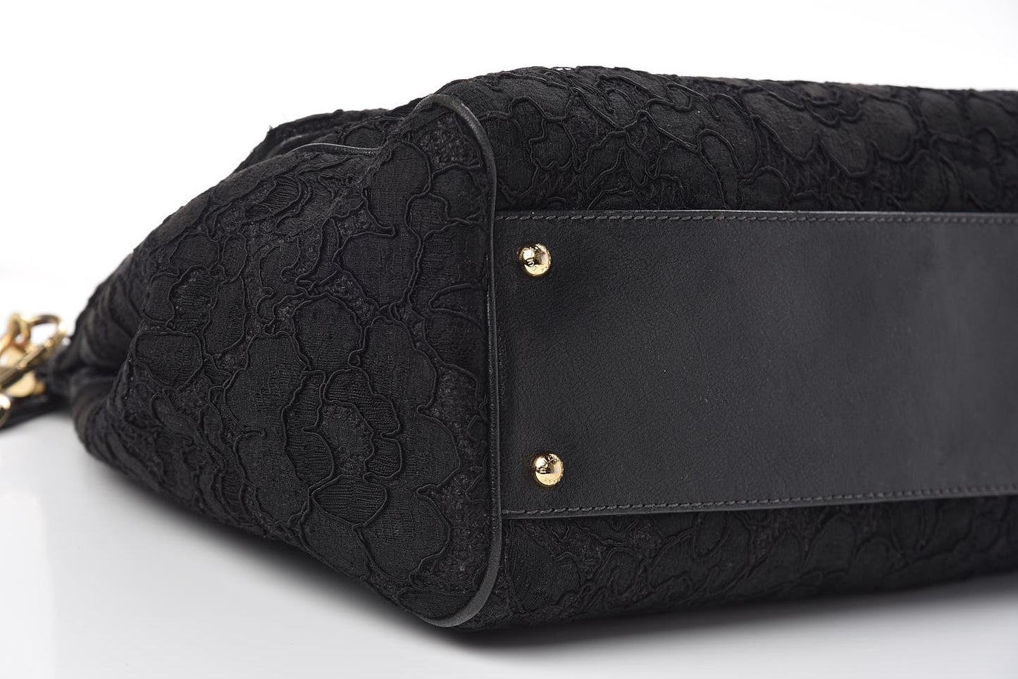 Calfskin Lace Large Miss Sicily Satchel Black