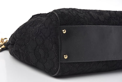 Dolce & Gabbana Calfskin Lace Large Miss Sicily Satchel Black 8 of 13
