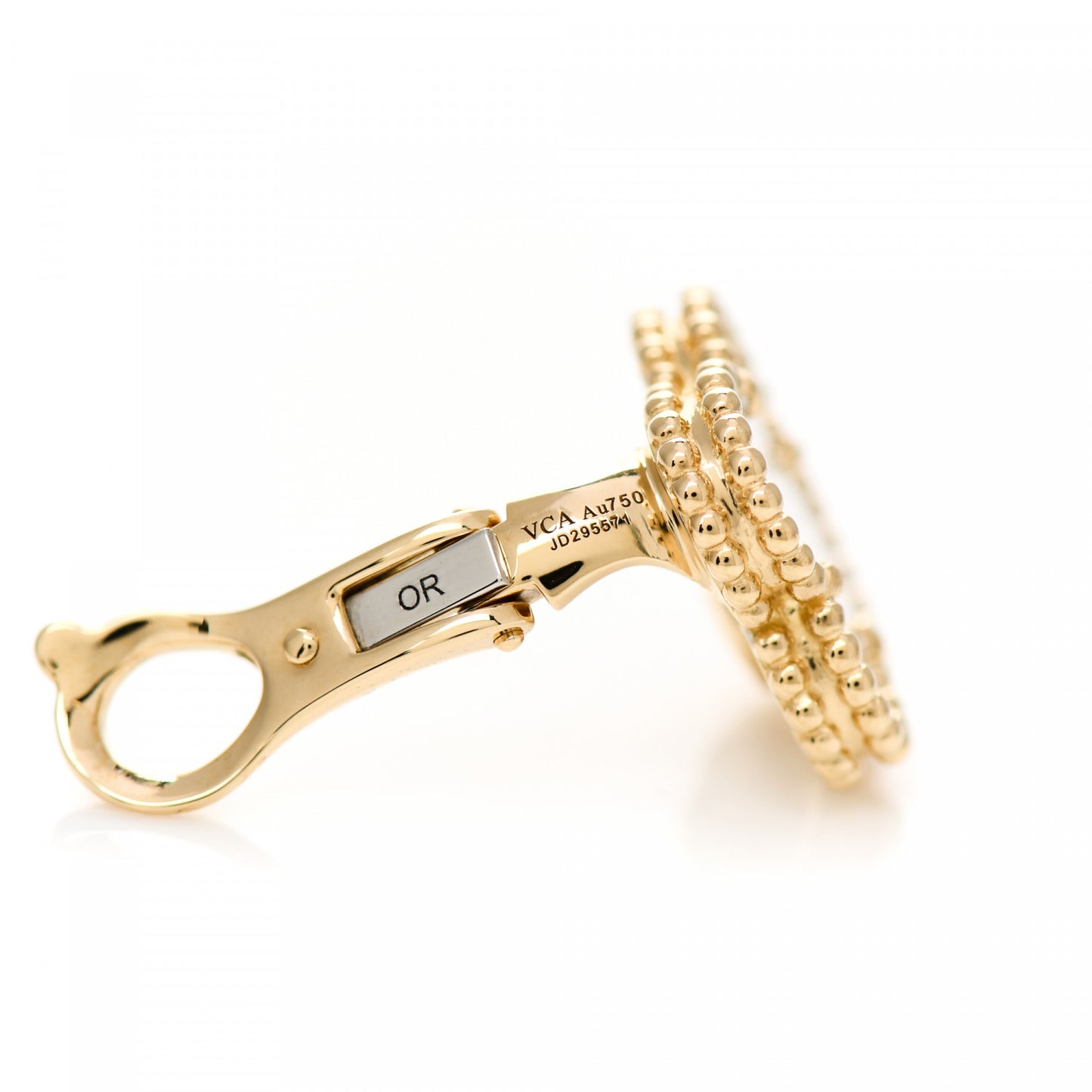 18K Yellow Gold Mother of Pearl Vintage Alhambra Clip-On Earrings