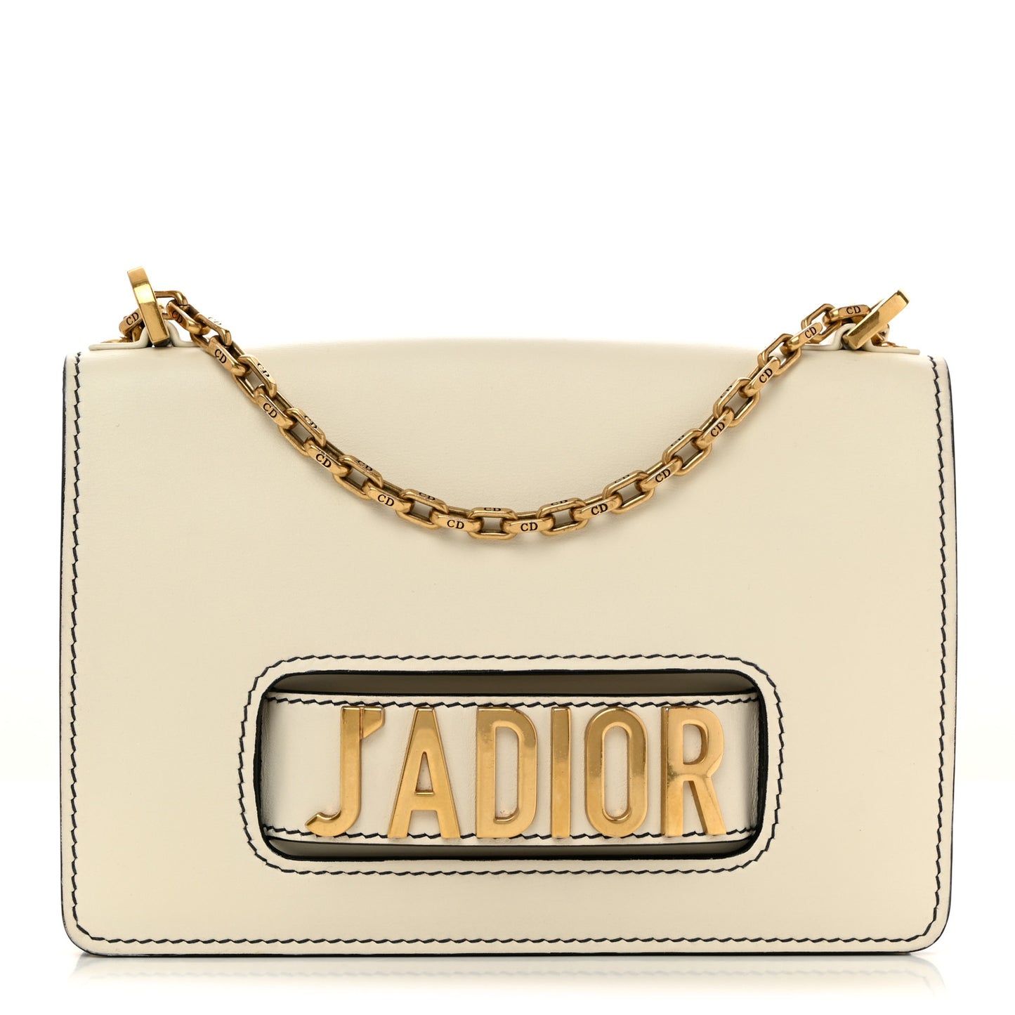 Calfskin J'Adior Chain Flap Bag Off White