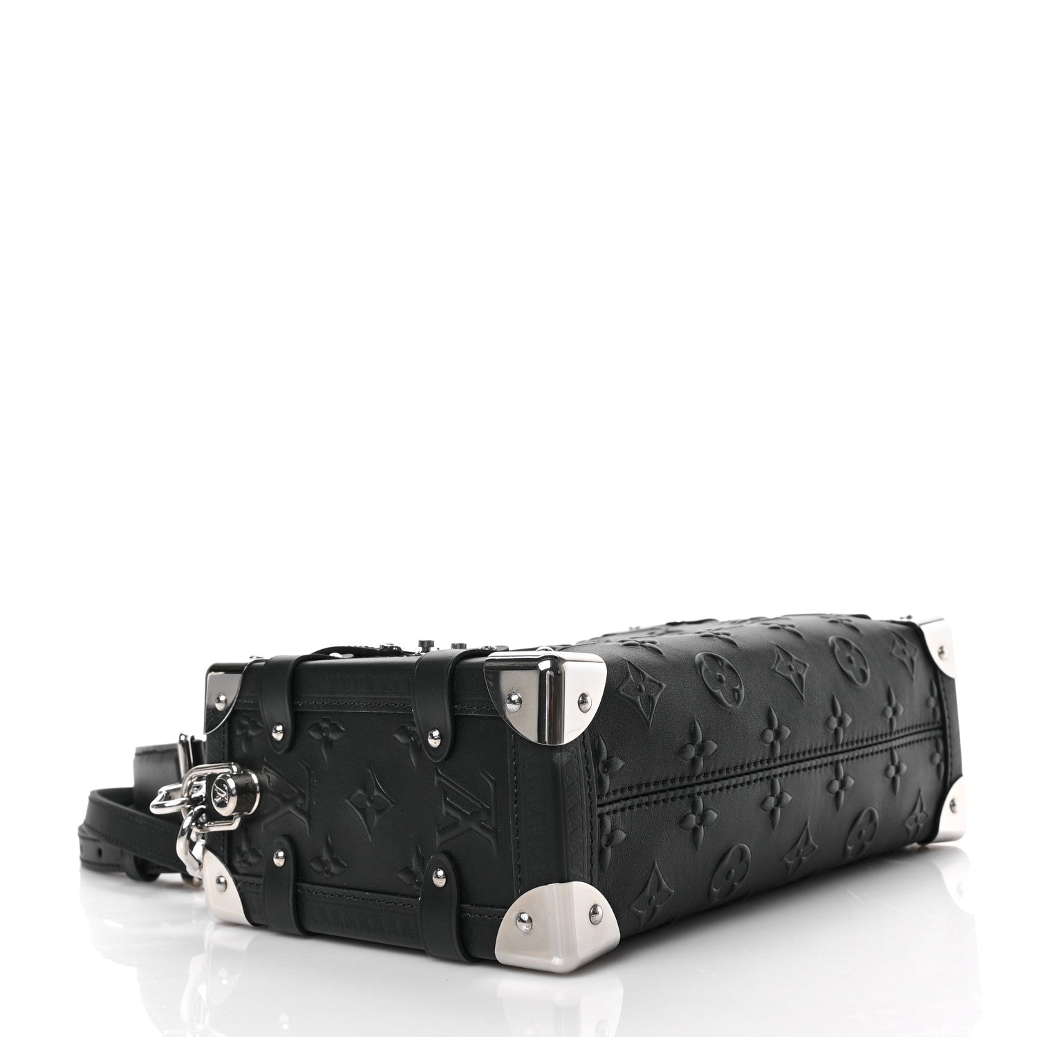 Louis Vuitton Calfskin Debossed Monogram Side Trunk Black 4 of 8