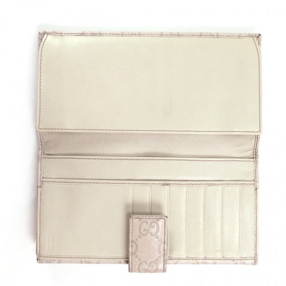 Guccissima Margaux Calfskin Metal Bar Continental Flap Wallet Cream