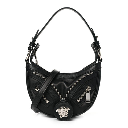 Versace Calfskin Mini Repeat Zip Hobo Black 1 of 9