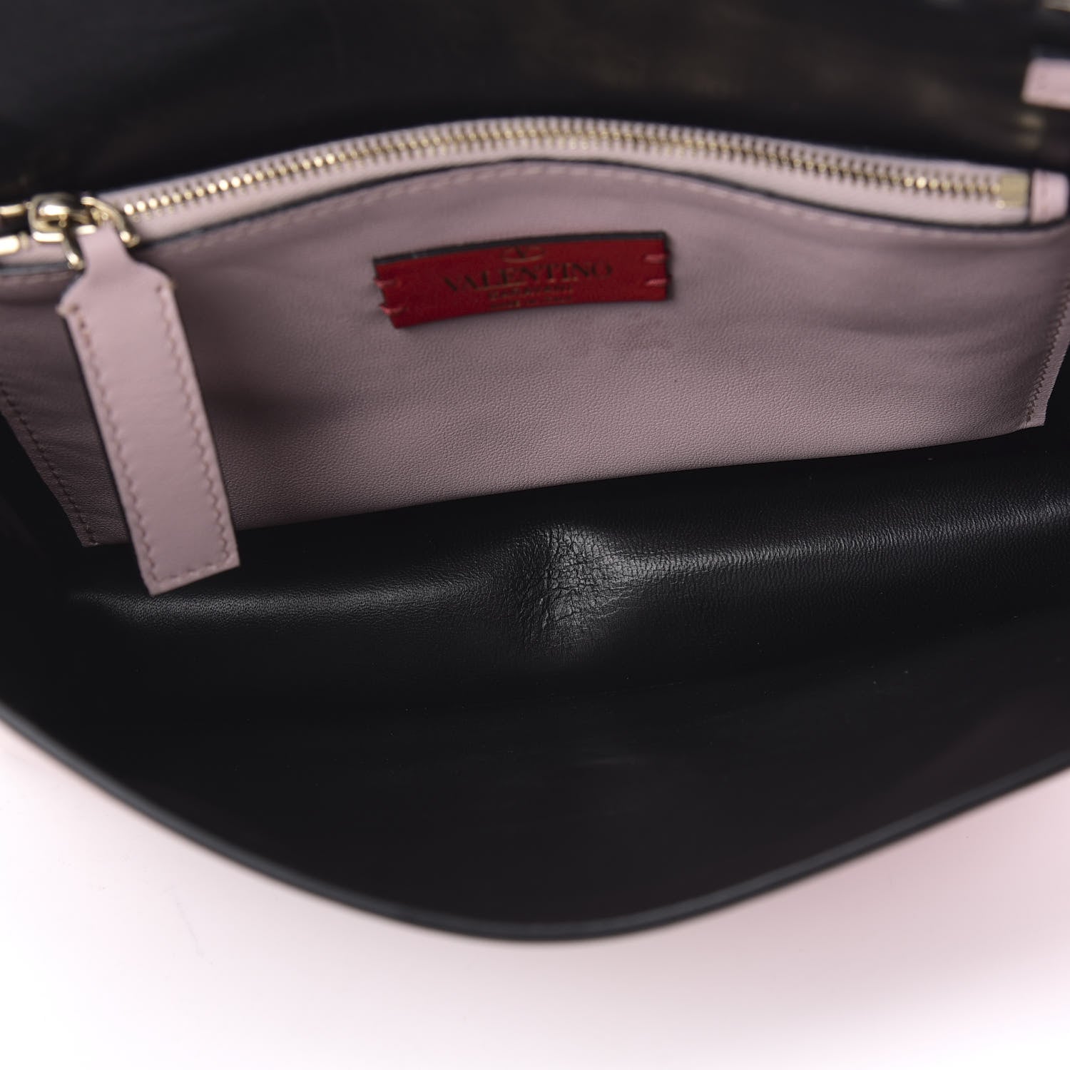 Valentino Garavani Calfskin Rockstud Side Slip Wristlet Clutch Water Rose 5 of 12