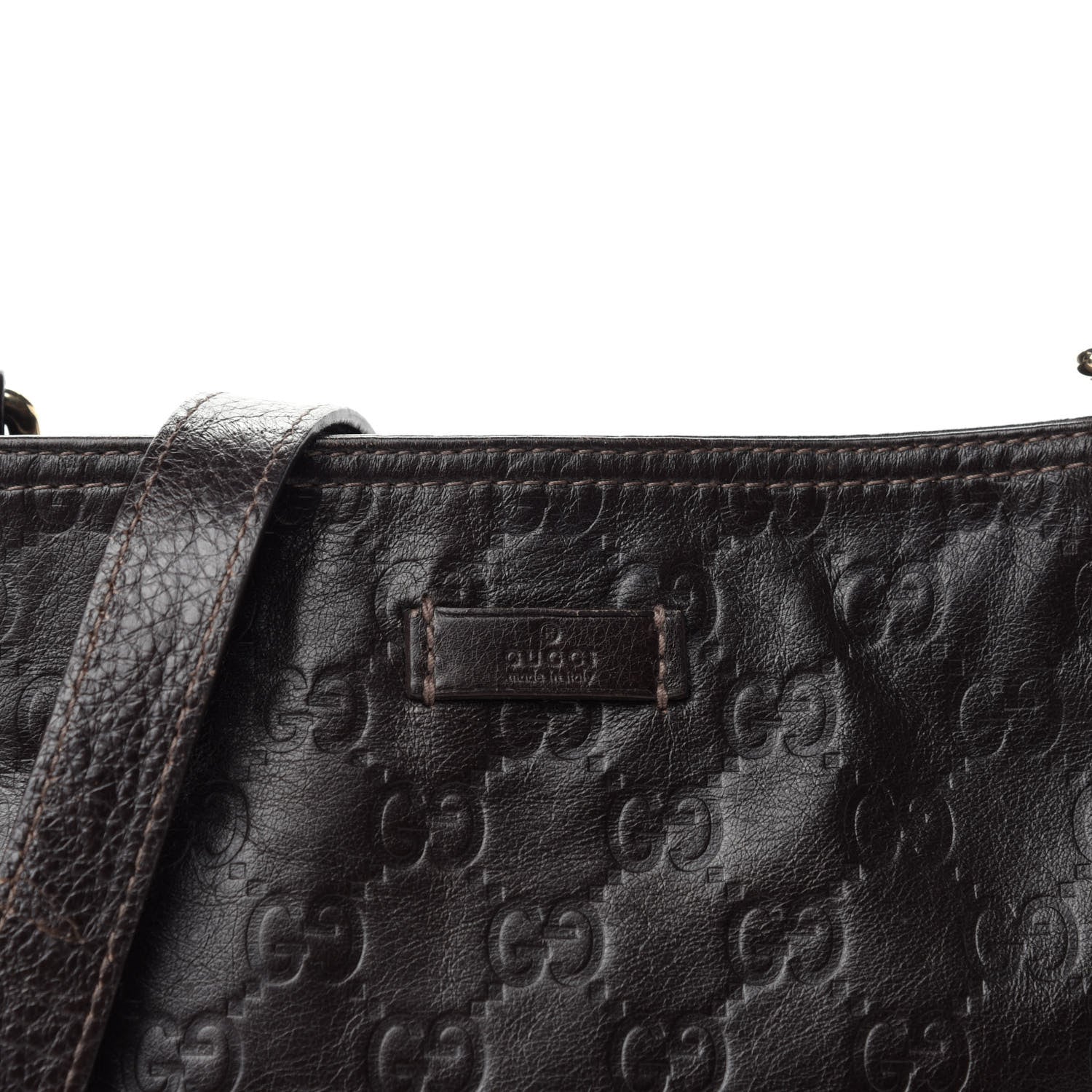 Gucci Guccissima Small Flat Messenger Bag Dark Brown 10 of 10