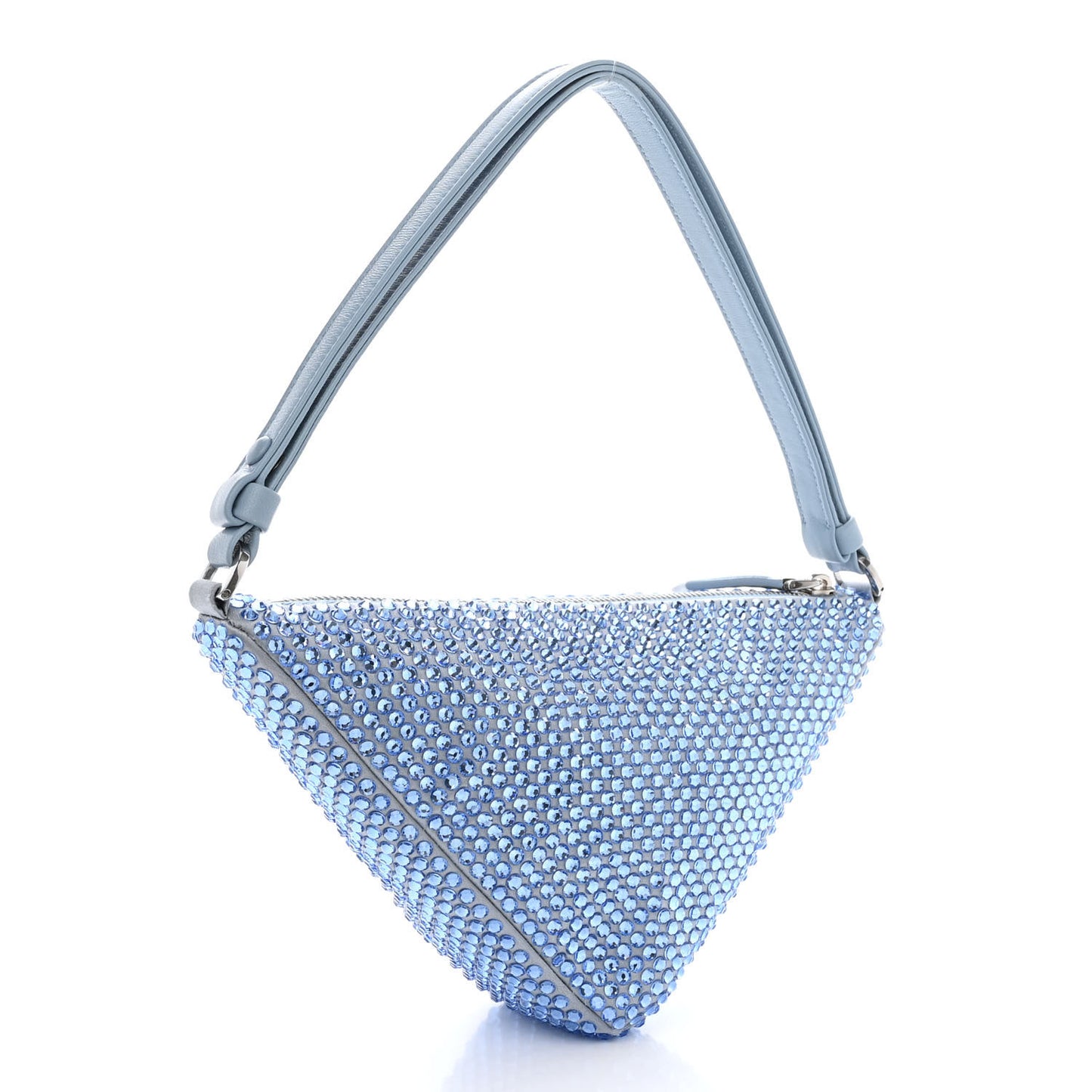 Satin Crystal Triangle Pouch Celeste
