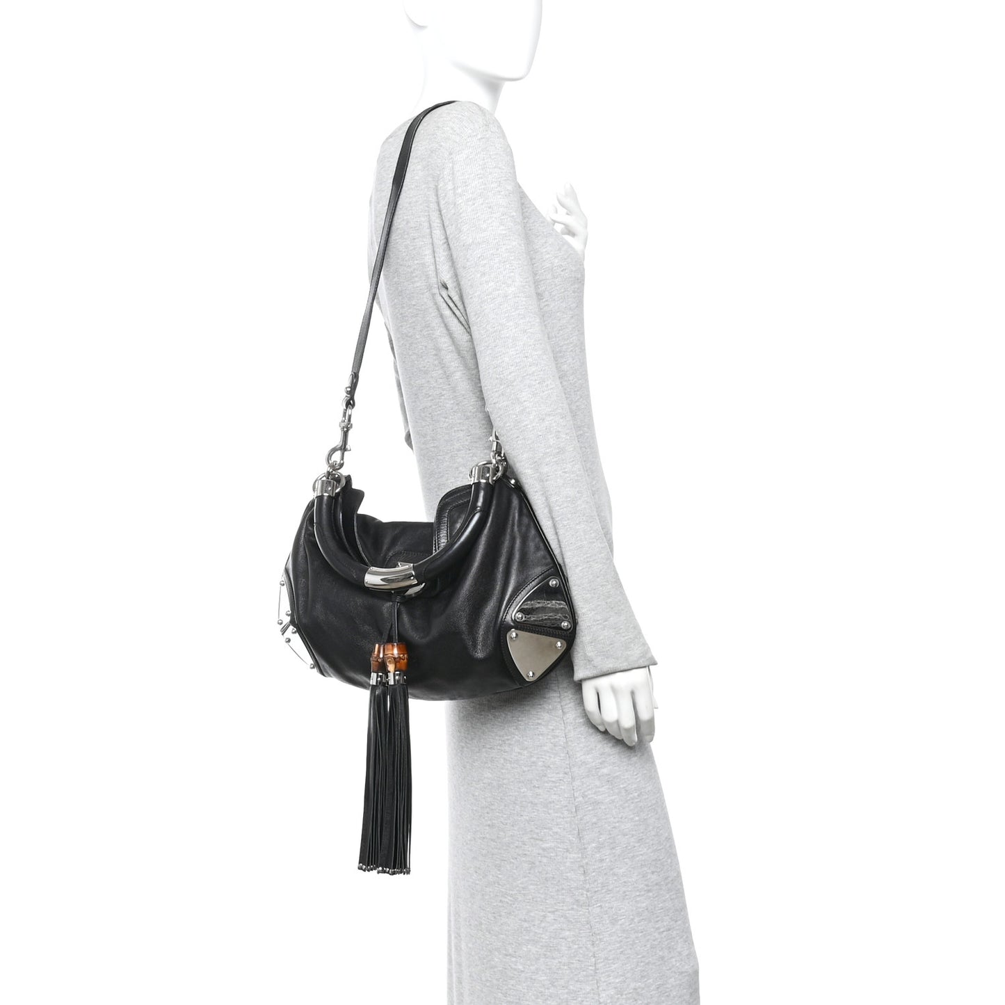 Guccissima Medium Indy Top Handle Hobo Black