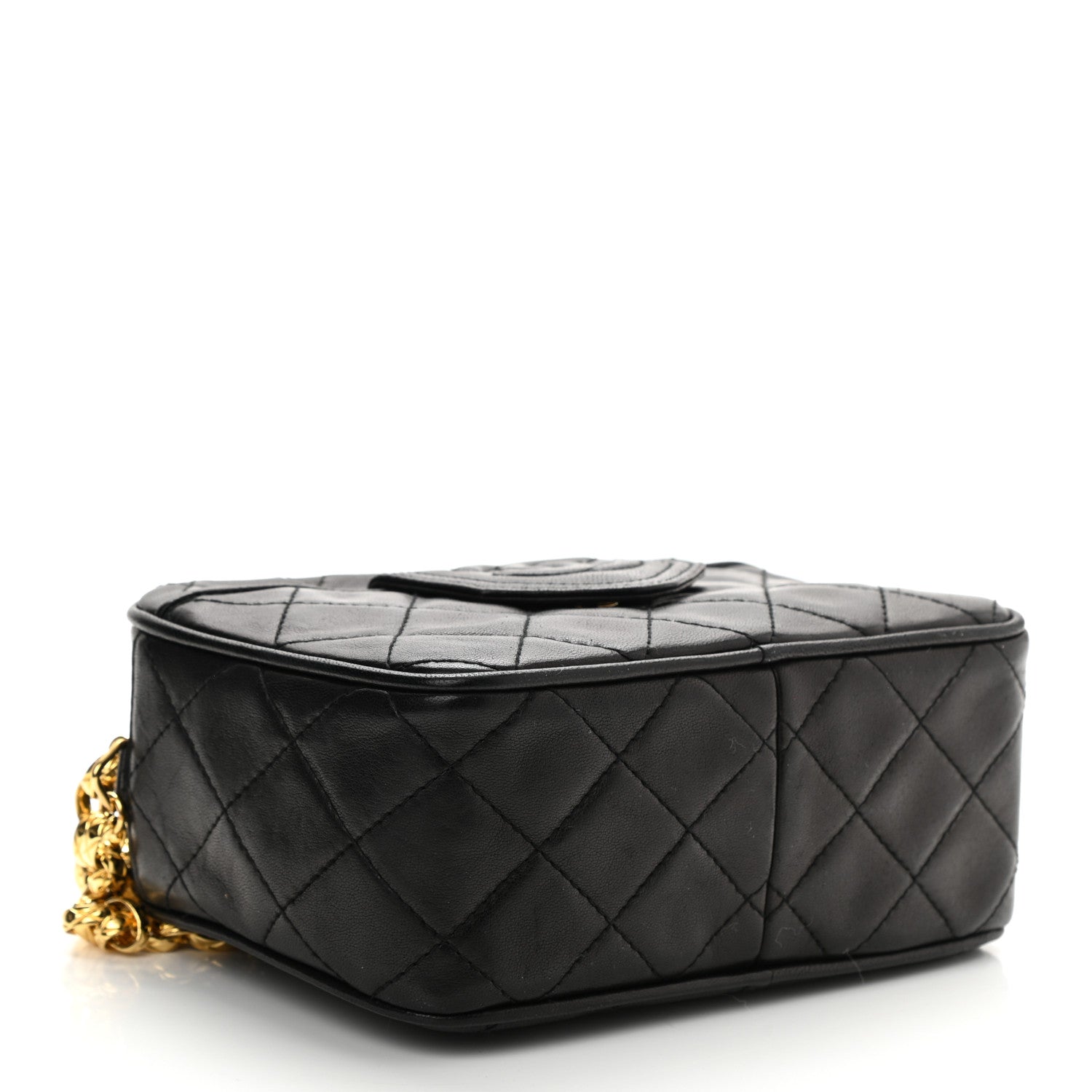 Chanel Lambskin Quilted CC Tassel Camera Case Black 4 of 12