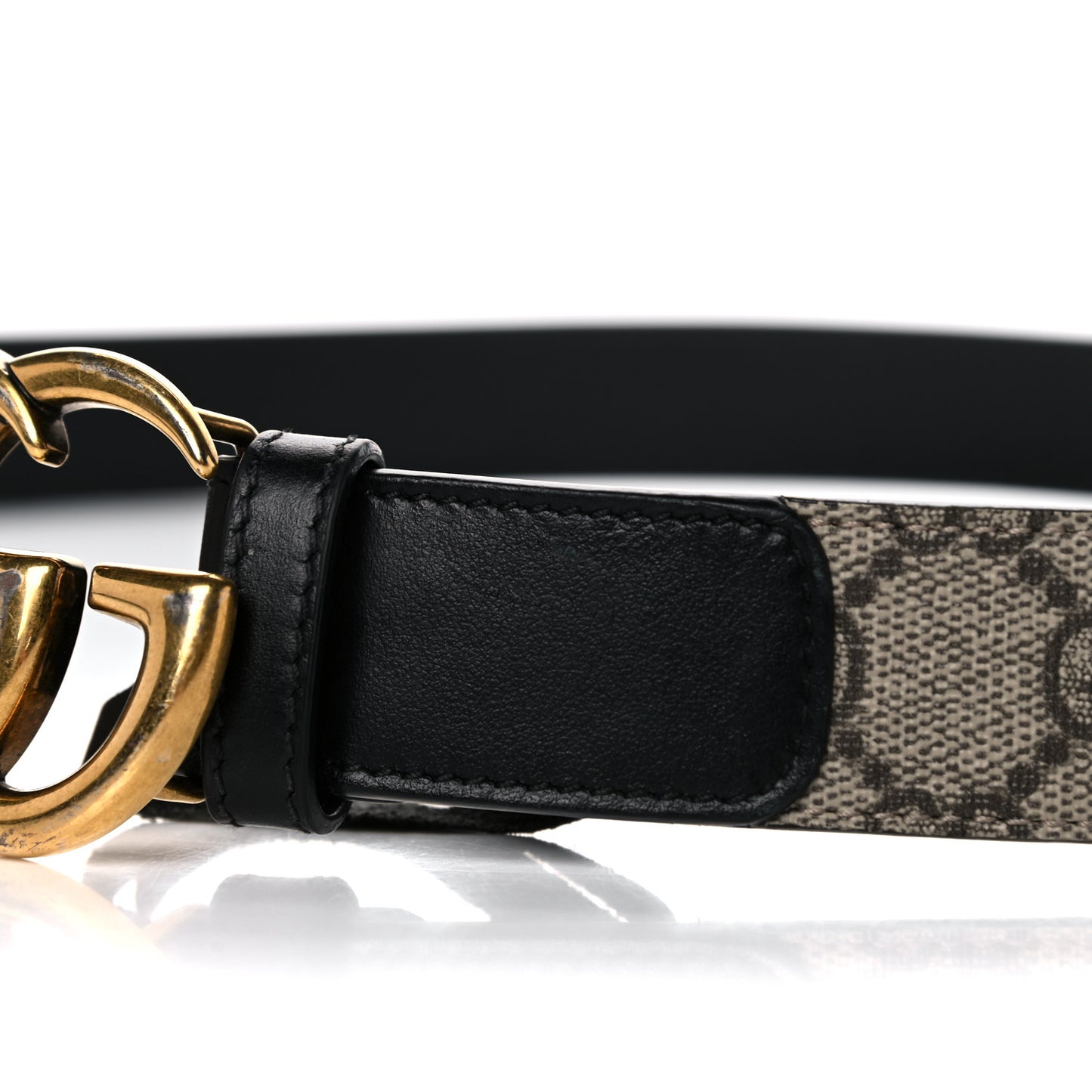 GG Supreme Monogram Matte Plutone Calfskin Double G 30mm Belt 85 34 Beige Ebony Black