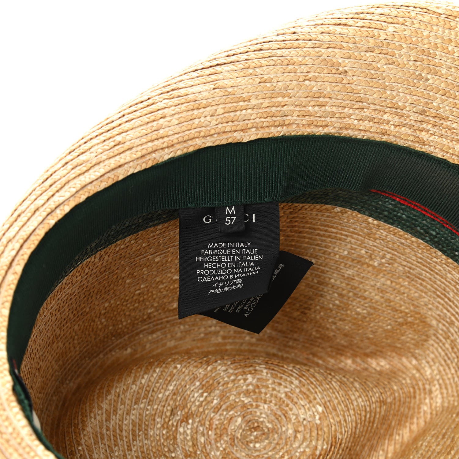 Gucci Abaca Straw Web Fedora Hat M 7 of 9
