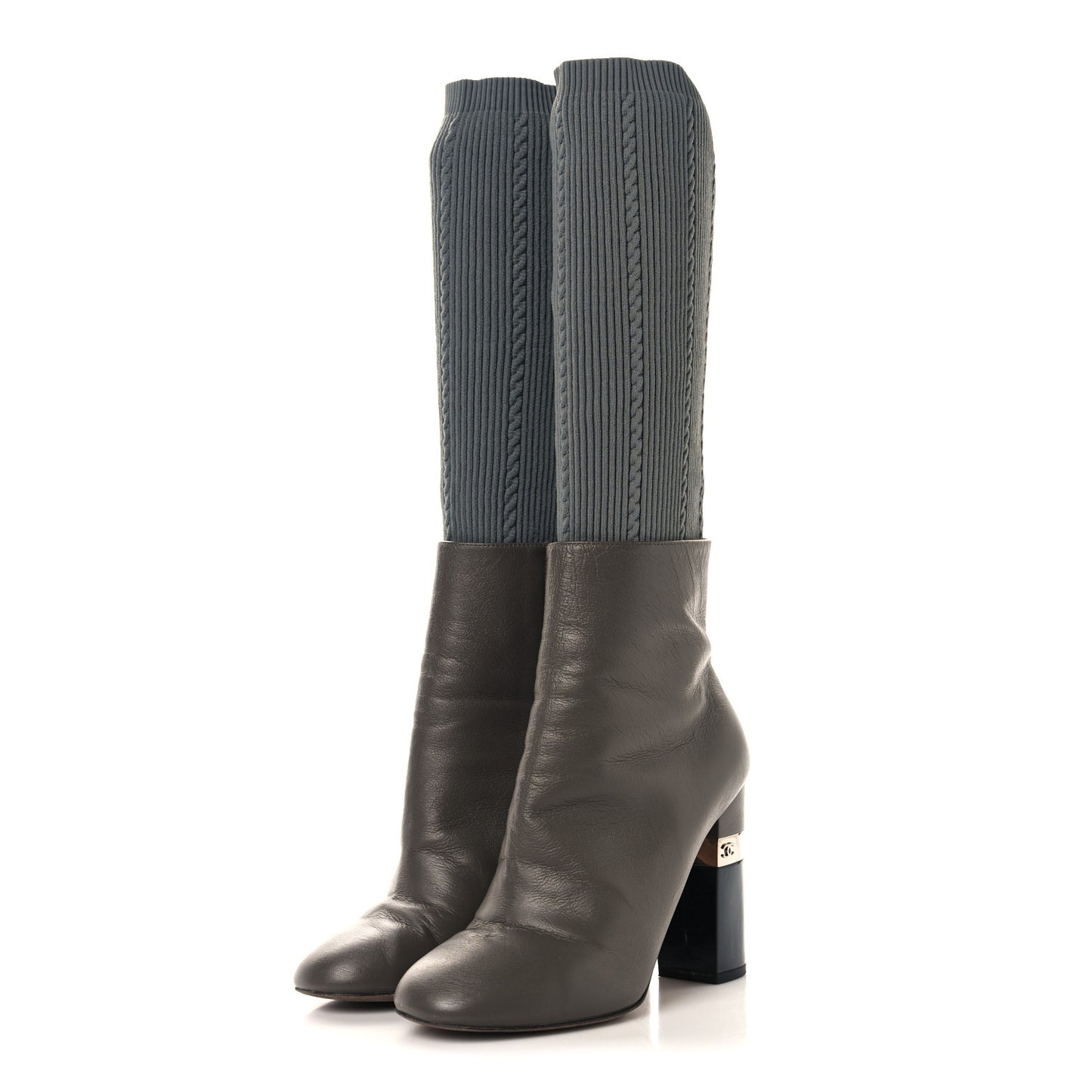 Kangaroo Knit CC Short Booties 37.5 Grey Black