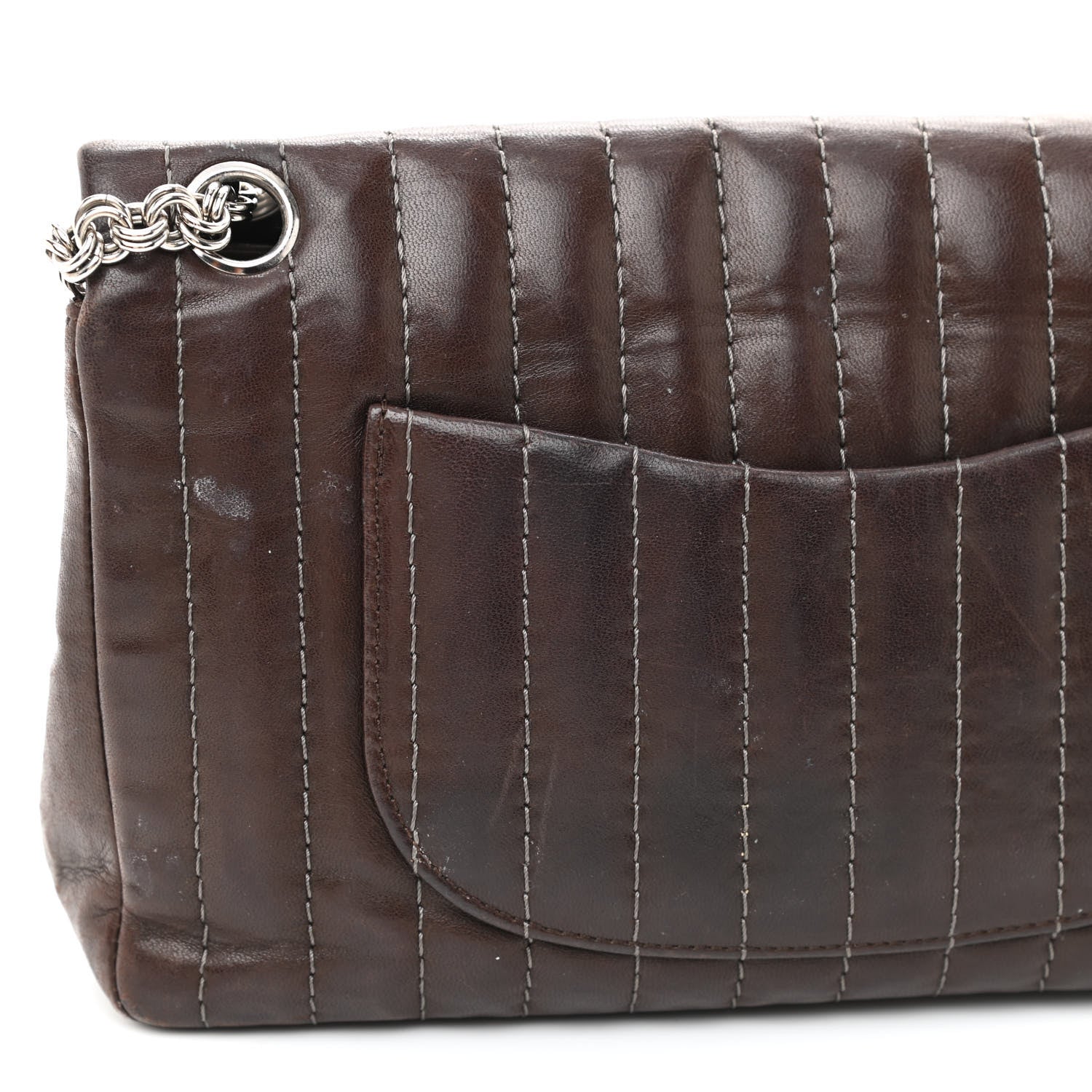 Chanel Lambskin Vertical Quilted Medium Single Flap Brown 13 of 14
