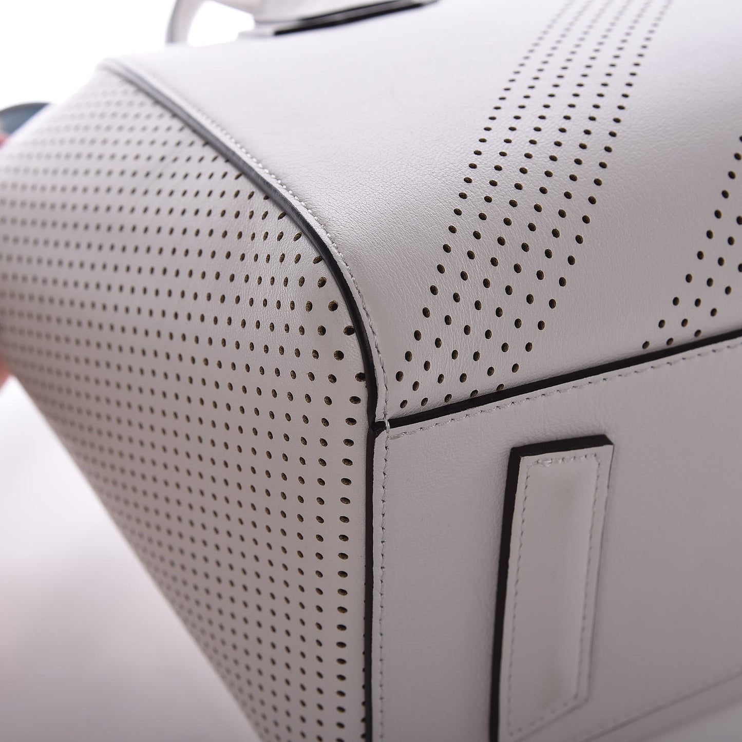 Lambskin Perforated Small Antigona White