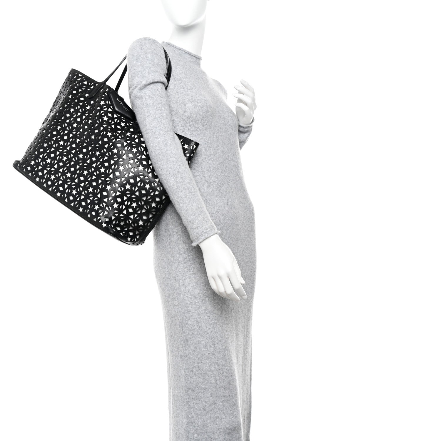 Givenchy Calfskin Lazer Cut Large Antigona Tote Black White 2 of 12