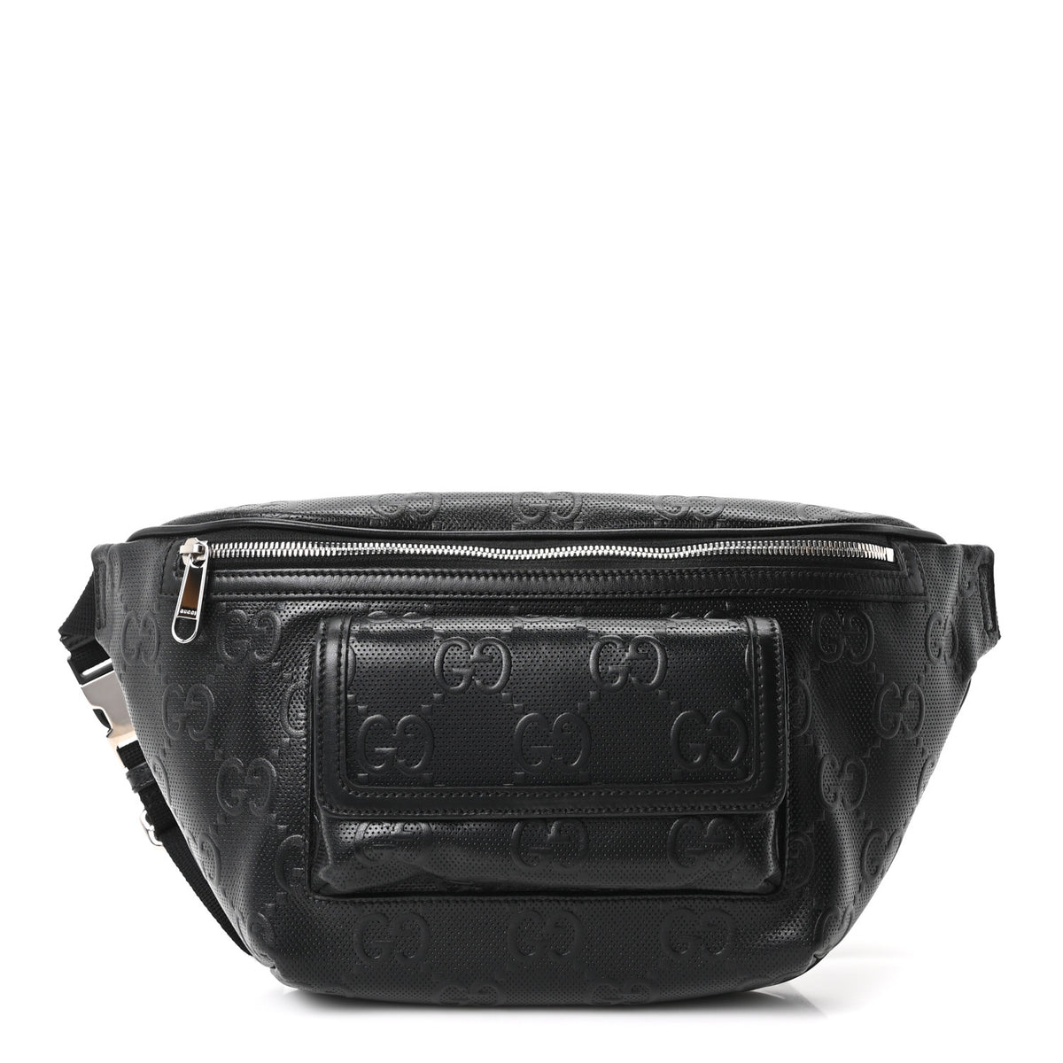 Gucci Calfskin GG Tennis Embossed Pocket Belt Bag Black 1 of 10