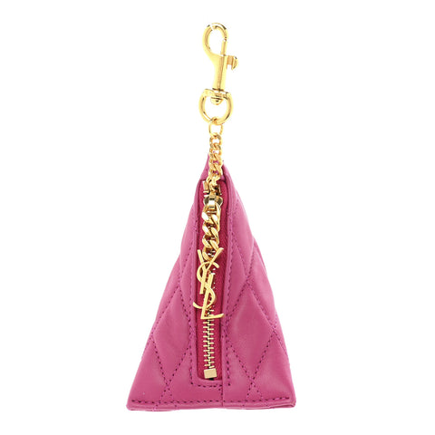 Lambskin Quilted Berlingo Bag Charm Fuchsia