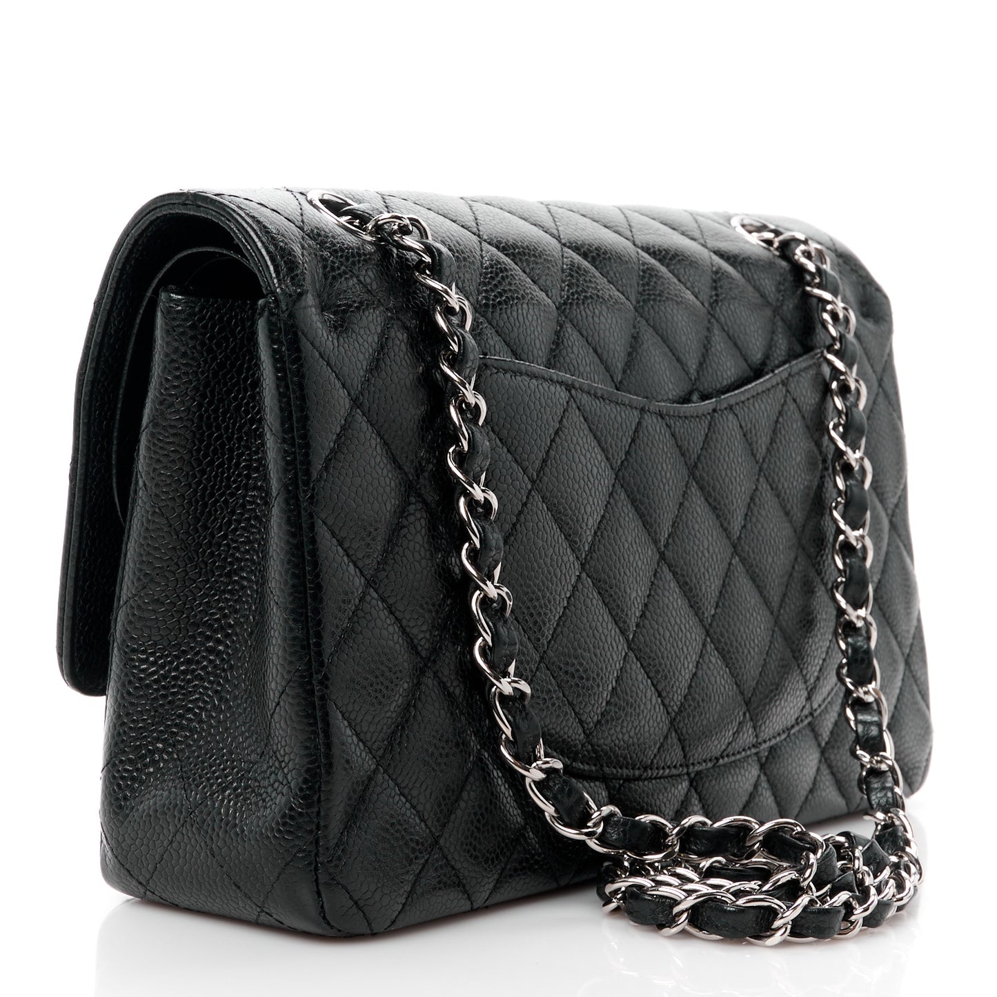 Caviar Quilted Medium Double Flap Black