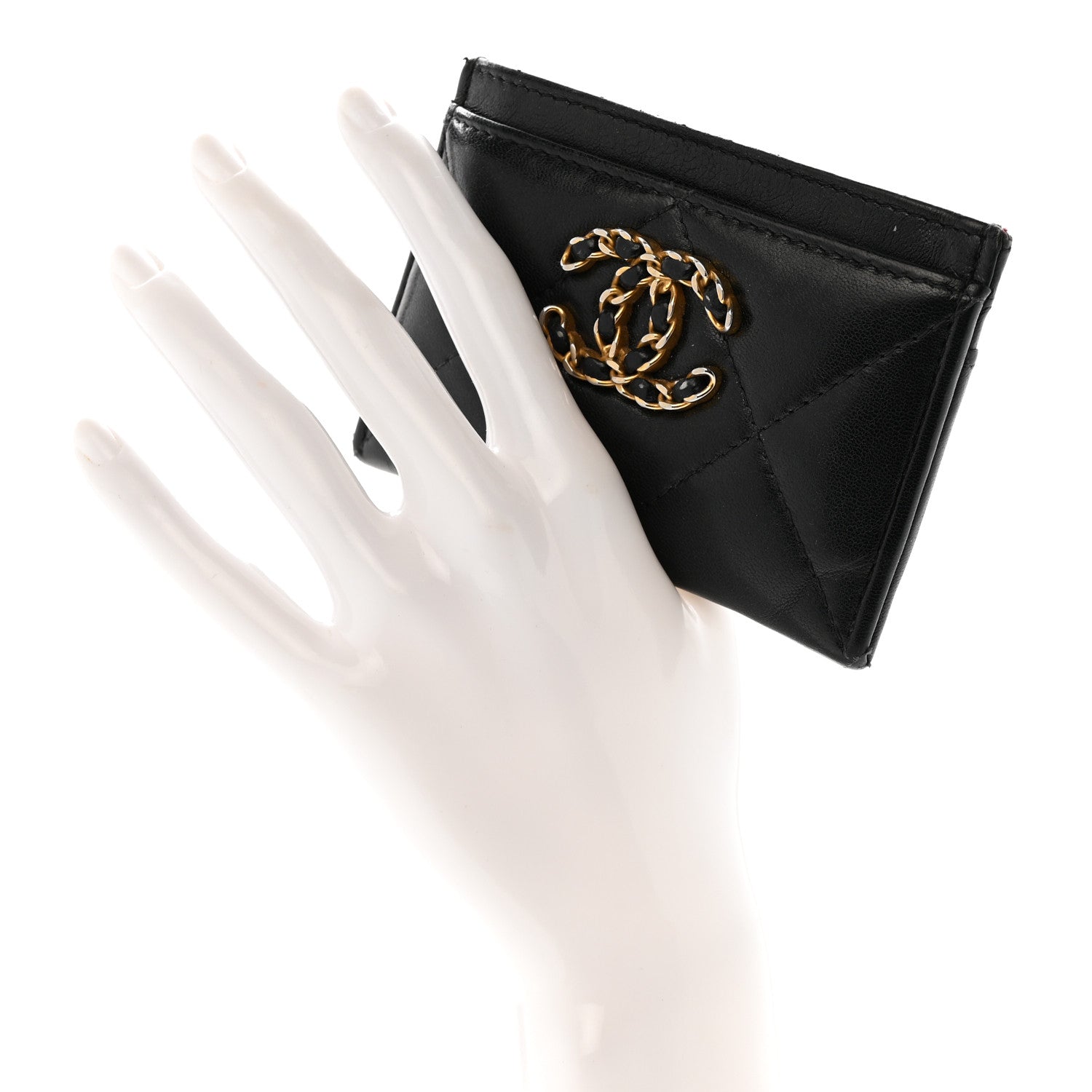 Chanel Lambskin Quilted Chanel 19 Card Holder Black 2 of 10