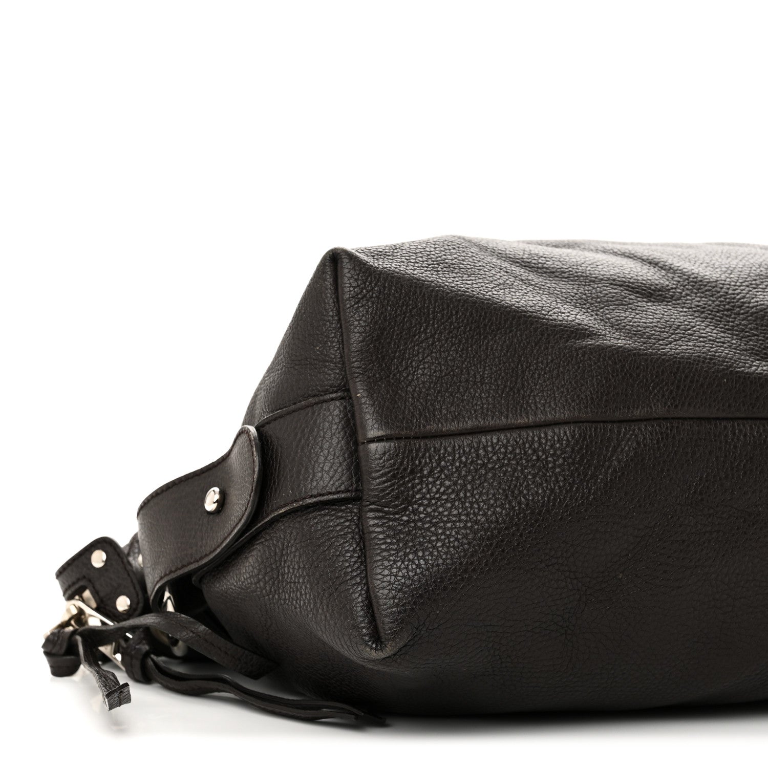 Gucci Pebbled Calfskin Large Bamboo Bar Tassel Shoulder Bag Dark Brown 9 of 10